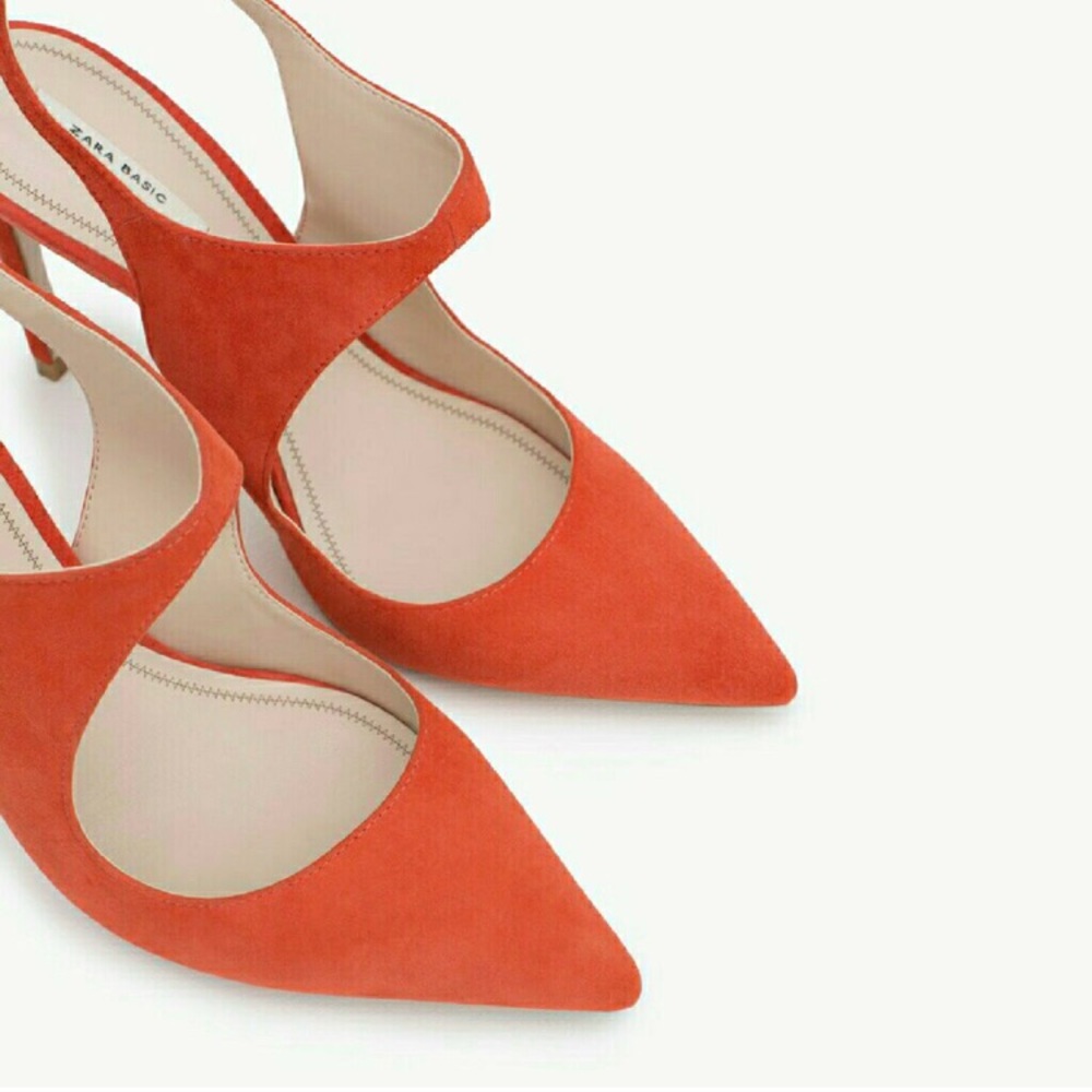 Zara suede heels coral